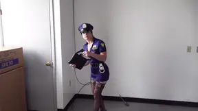 Policewoman deepthroats and swallows his load