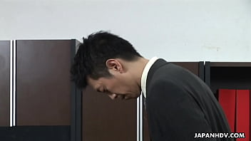 Sweet office lady with sensual lips &mdash;  Emiri Mizukawa gave a blowjob to her boss &mdash;  while they were alone in his office and enjoyed the way he was toying her wet pussy to please her