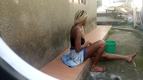 She enjoys giving me bj outdoor