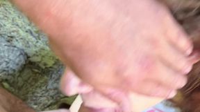 Slut gives outdoor blowjob in nature on first date