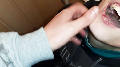 Stranger’s throat fucked in a public restroom with cum spurts and Russian whispers