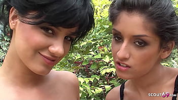 Skinny indian Teens fingering each other at Lesbian Sex in the Garden