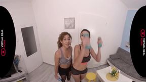 Virtual Reality Latina takes big dick in a hot VR Threesome