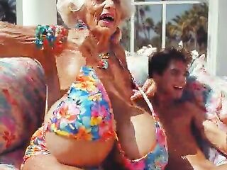 AI vid - Grandma takes bikini off - example teaser from deviantart clip