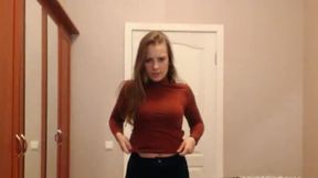 Posing in a Tight Sweater and Tight Pants