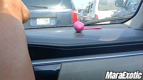 Big-Boob Ebony Milf Wets Her Thick Pussy in Lagos Traffic