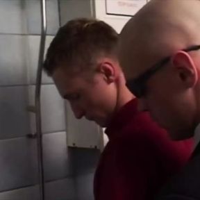 Eurocreme.com - Bodyguard fucks twink in public toilet