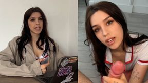 Green-eyed nurse desires your exclusive semen