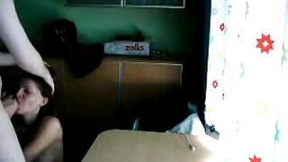 Brunette GF fucking on table
