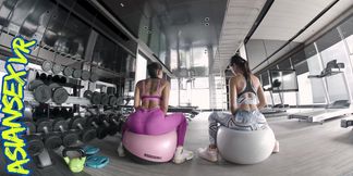 After gym Asian threesome