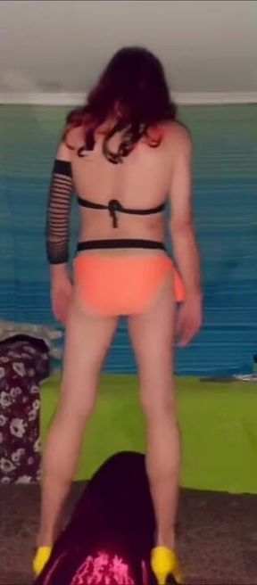 Orange bikini play scene 3