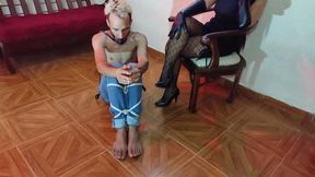 Ties her lover with rope to stomp on him and kick him in the balls (3)