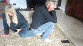 He's sitting on her feet MP4