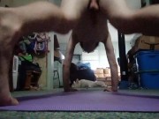 Sissy doing naked morning yoga/stretching