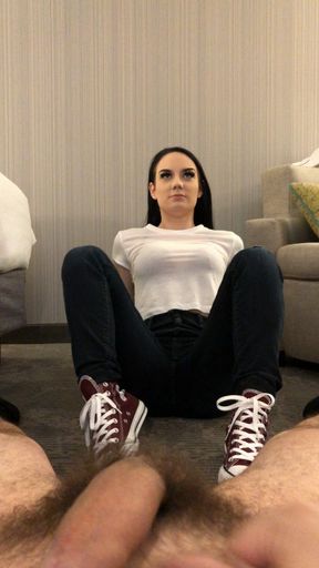 Ballbusting in Red Converse