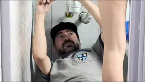 Skinny Latina gets banged by plumber
