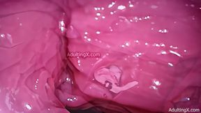 Tiny cuck wallowed in giantess pussy gushing creampie flood