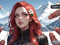 Climb up for alpine sex, redhead ejaculation on snowy mountain peak, xxx xxx!