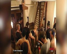 Ggg - Live Gangbang: Blonde &amp; Brunette Suck off the Crowd