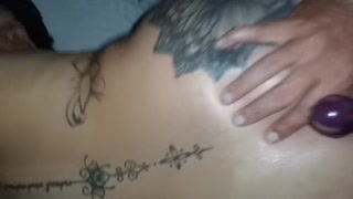 Wife likes lover to fuck her and put the toy up her ass