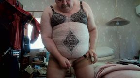 GIRDLED GAY BOY - wiener playing cum.