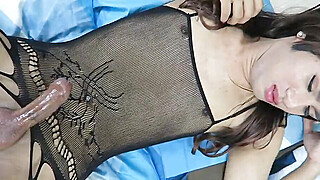 Hot Ladyboy Getting Her Ass Fucked While Jerking Off