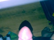 Huge unload under desk during voice sex with my bf Josh