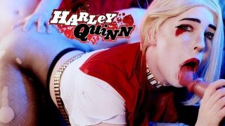 Harley Quinn Cosplayer Thích Sâu Họng Thổi Kèn Với Ngực To Và Mông To