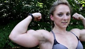 Muscle Girl Rips Shirt