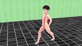 Anime Girl in Tiny Bikini Shows Nipples While Swimming Seductively