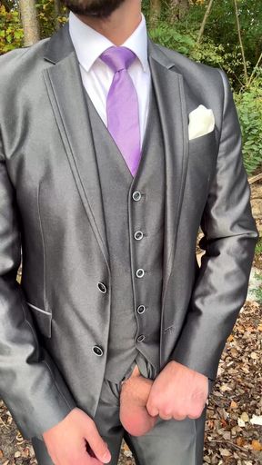 Public Outdoor Masturbation in a Shiny Suit