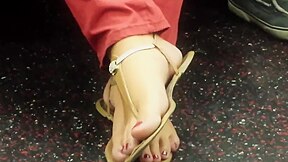 Open Sandals On Public Train
