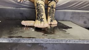 Footjob And Dick Trampling In Milking Table