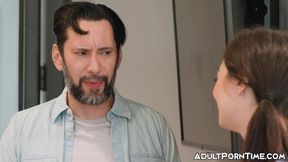 Mature dude is ready to penetrate brunette cutie Chloe Surreal