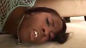 Hot ebony babe gets her ass fucked and jizzed by white dick