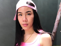 Perfect ass Asian ladyboy bareback anal