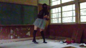 Abandoned school slutty exhibitionist transgender show