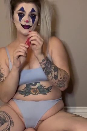 Ditzy Clown Girl Gets Hiccups From Balloons and Strips