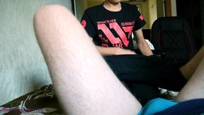 cute twink sucks dick of his friend, using a strawberry sauce
