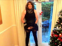 Alison in Thigh Boots - Wanking under the christmas tree