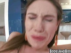 Blonde gets cummed in her huge tits