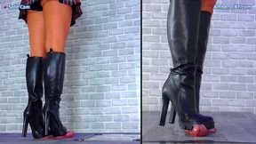 Trample Games 1: No Pain No Gain - Trampling His Cum Under The Deep Tread Of My Knee High Boots - Split Cam