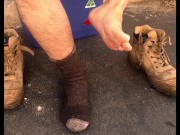 Work boots off - Socks off - take a whiff of these shoes if you are into that kind of thing 🥾
