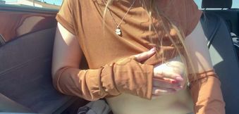 Mila Public Flashing Natural Tits with Hard Nipple in Car in Spain