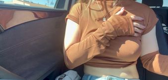 Mila Public Flashing Natural Tits with Hard Nipple in Car in Spain
