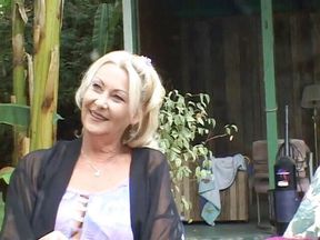 Blonde gilf pounded in the backyard