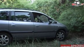 scened German MILF with saggy, colossal natural tits gets fucked by BBC in and out of the car