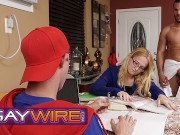 GAYWIRE - Stepdad Fucks His Stepson In Different Position Until He Cums All Over His Face