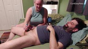 She Makes Him Cum with a Toy