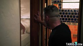 Busty brunette Laney Grey and her big-titted BBW girlfriend Leana share a throbbing cock